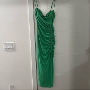 Zara Vibrant Green Ruched Midi Dress